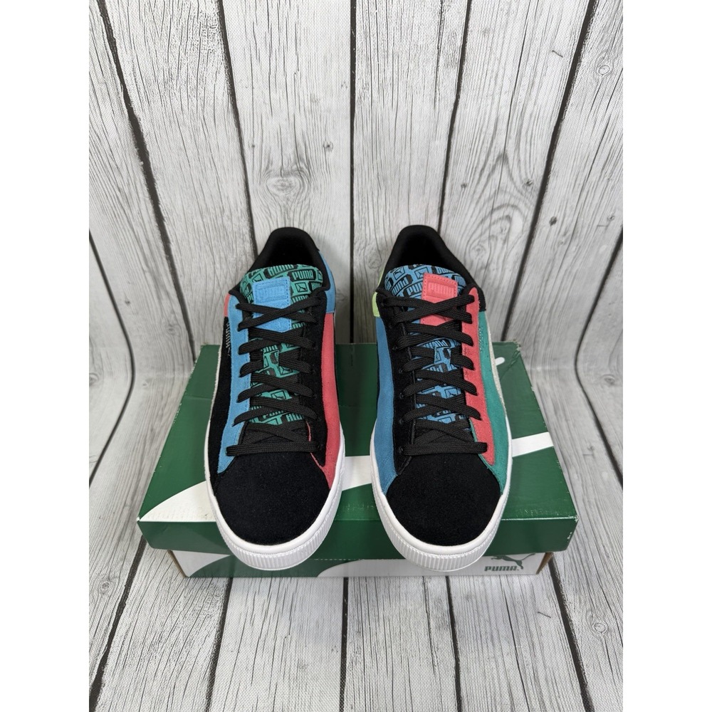 Puma Suede Classix Fly Black Green Coral Red Sneakers 387092-01 Size 9 PreOwned